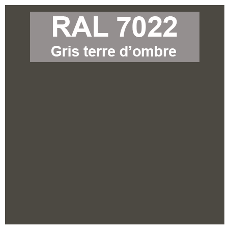 Code teinte RAl 7022 Gris terre d'ombre